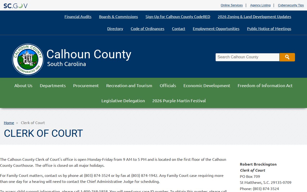Calhoun County warrant and court-record routing information